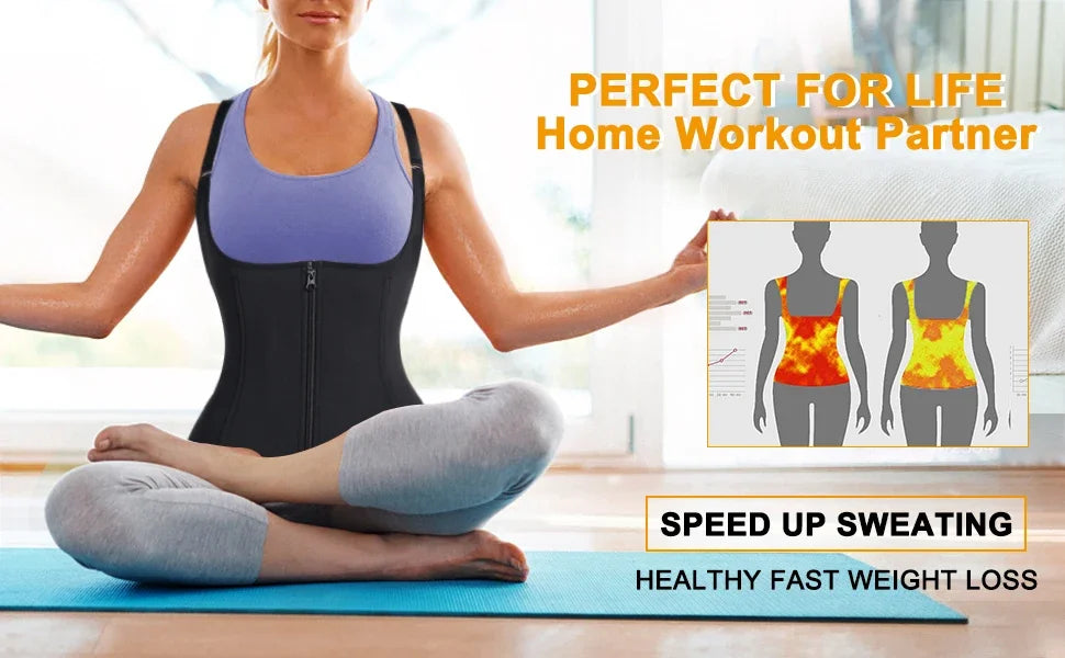 👗 Women’s Waist Trainer Corset – Zipper Cincher Tank Top with Straps