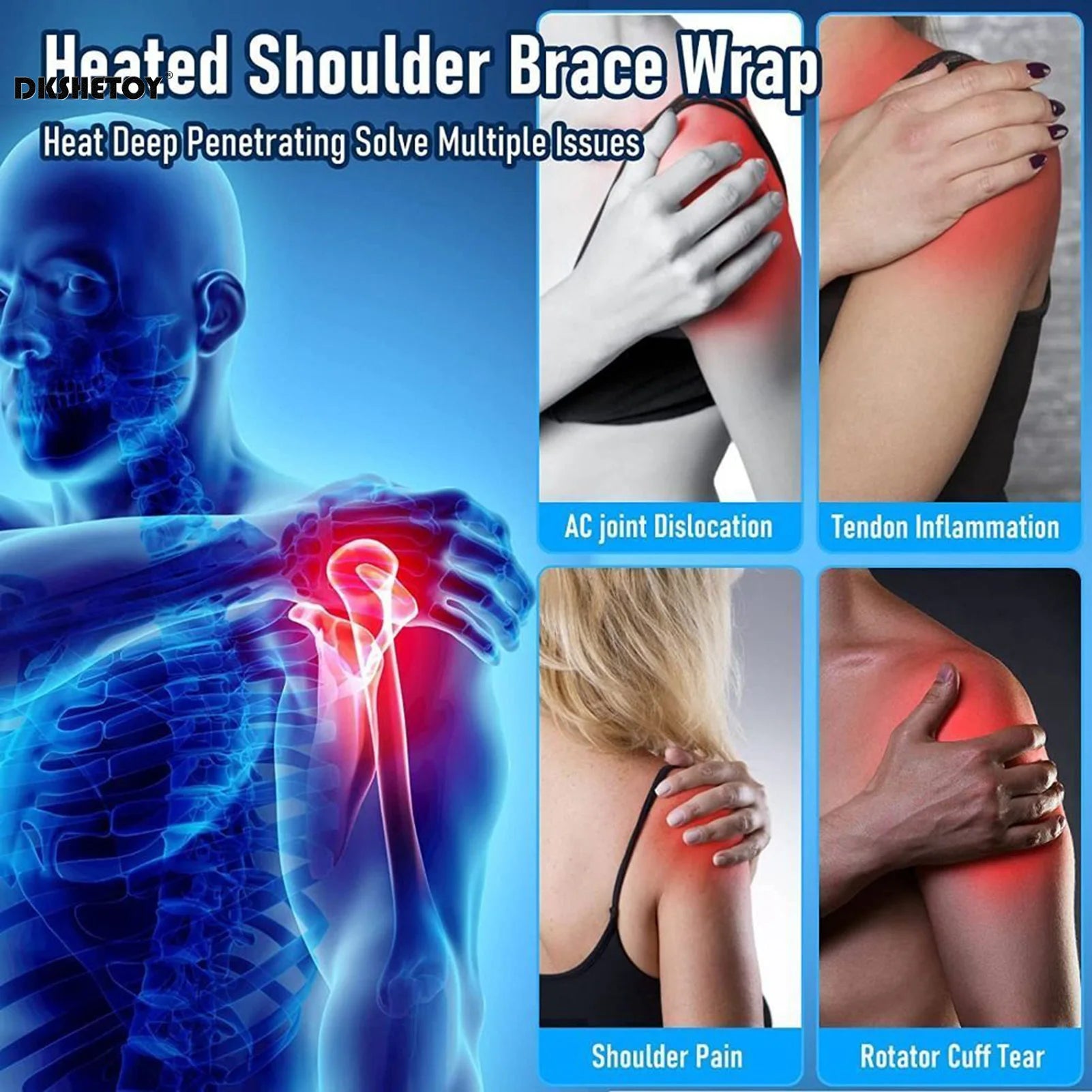 Electric Heated Shoulder Wrap – USB Heat Therapy Pad for Shoulder, Neck, Back & Joint Pain Relief