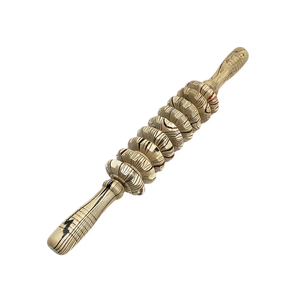 Wooden Slimming Roller Massager – 9/12-Wheel Body Shaper for Legs & Back