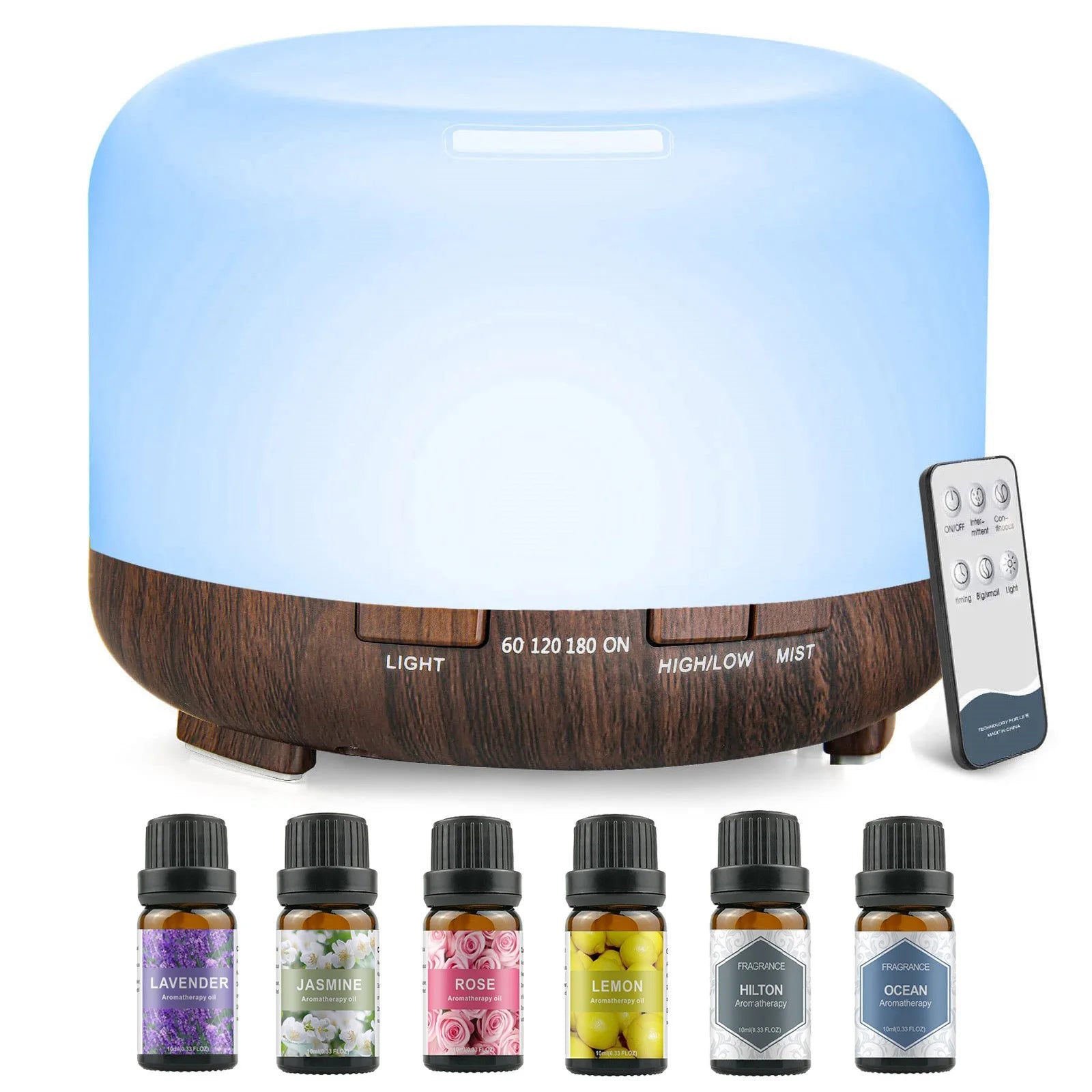 500ml Essential Oil Diffuser – Remote Control Aromatherapy Ultrasonic Humidifier for Home & Office