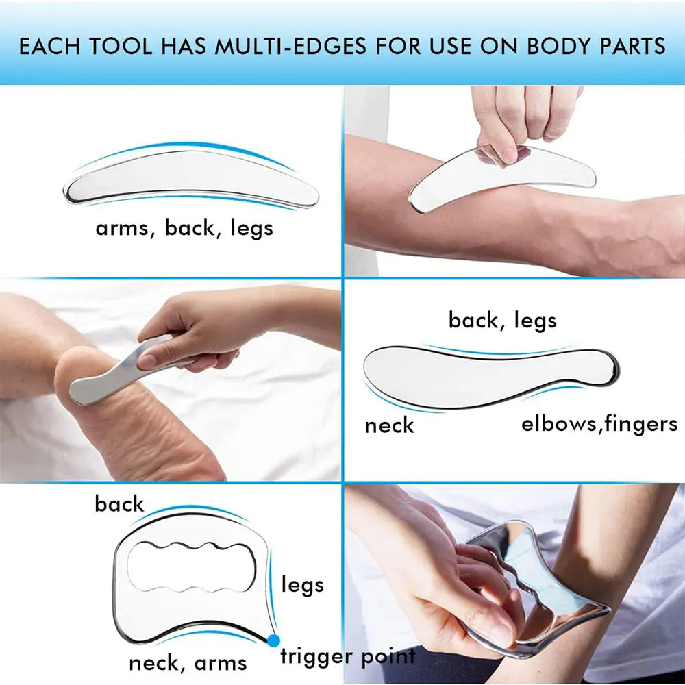 1/4/7pcs Gua Sha Massage Tools – Stainless Steel IASTM Muscle Scraper Set