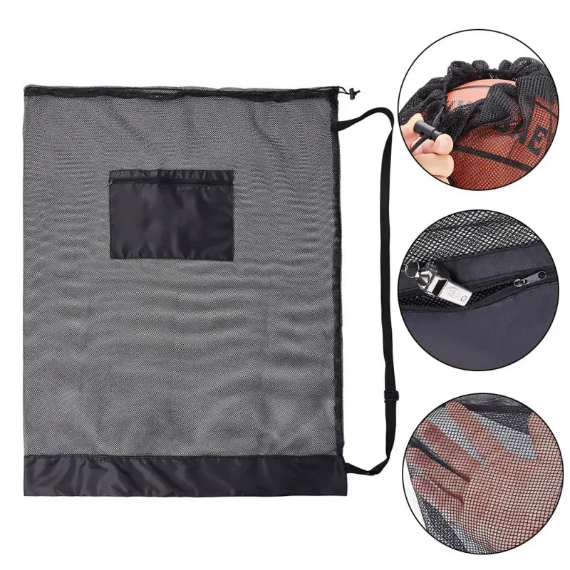 Mesh Ball Bag Backpack – Extra Large Football & Basketball Storage Net for Sports