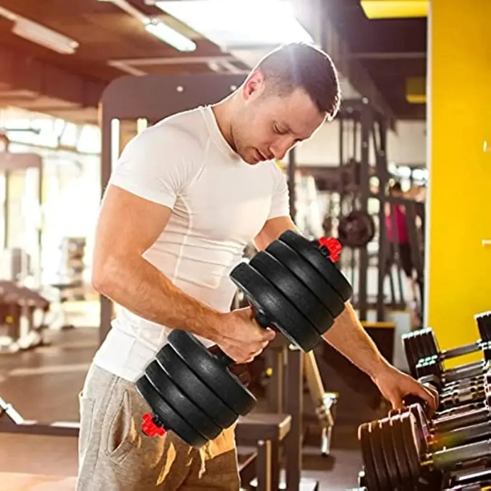 PVC Dumbbell Bar with Spin-Lock Collars – Barbell Handles for Home Gym Strength Training