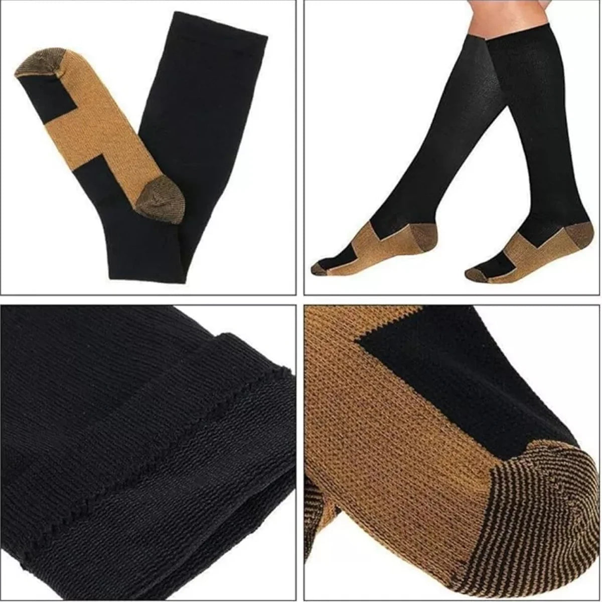 5 Pairs Copper Compression Socks – Anti-Fatigue & Anti-Varicose Support Stockings