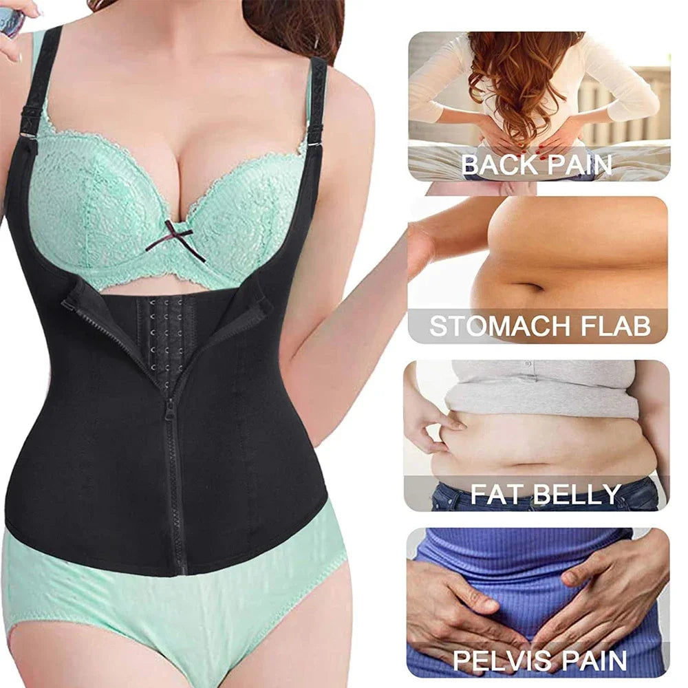 👗 Women’s Waist Trainer Corset – Zipper Cincher Tank Top with Straps