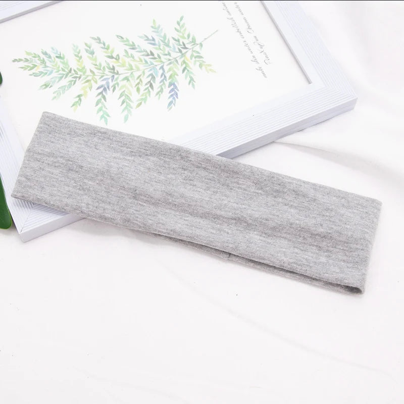 Elastic Cotton Yoga Headbands – Solid Colour Stretch Hair Bands for Sports & Fitness